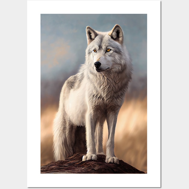 Arctic Gray Wolf-Oil paint Wall Art by ABART BY ALEXST 